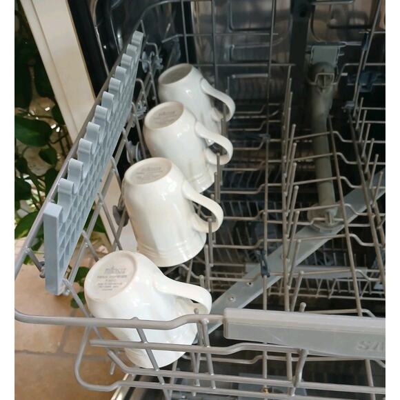 5 Mikasa Tall Coffee Cups French Countryside F9000 Ivory White Mugs Cottage Hot - Picture 8 of 13